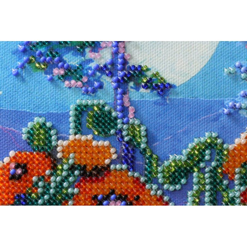 Mini Bead Embroidery Kit on Art Canvas "Full moon"
