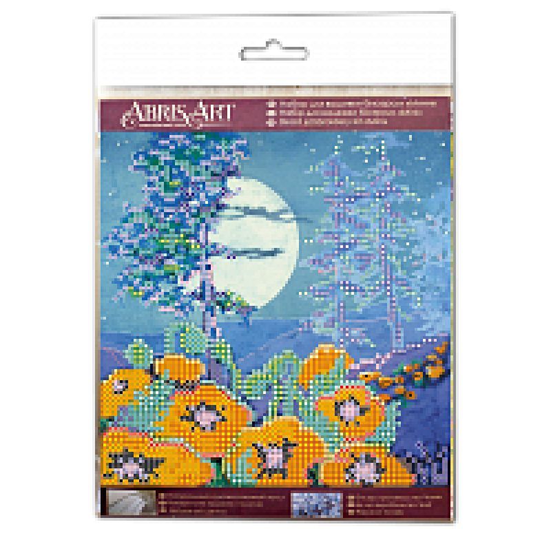 Mini Bead Embroidery Kit on Art Canvas "Full moon"
