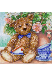 Mini Bead Embroidery Kit on Art Canvas "Candy bear"