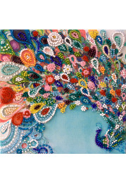 Mini Bead Embroidery Kit on Art Canvas "Colored tail"