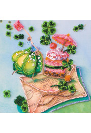 Mini Bead Embroidery Kit on Art Canvas "Letter of happiness"