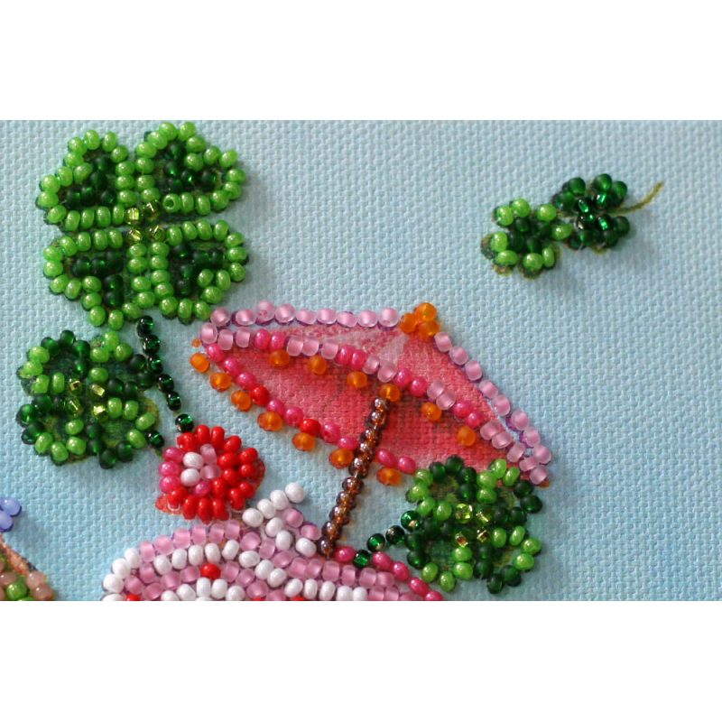 Mini Bead Embroidery Kit on Art Canvas "Letter of happiness"
