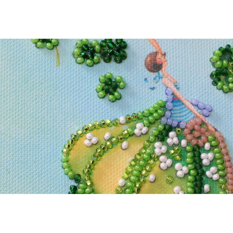 Mini Bead Embroidery Kit on Art Canvas "Letter of happiness"