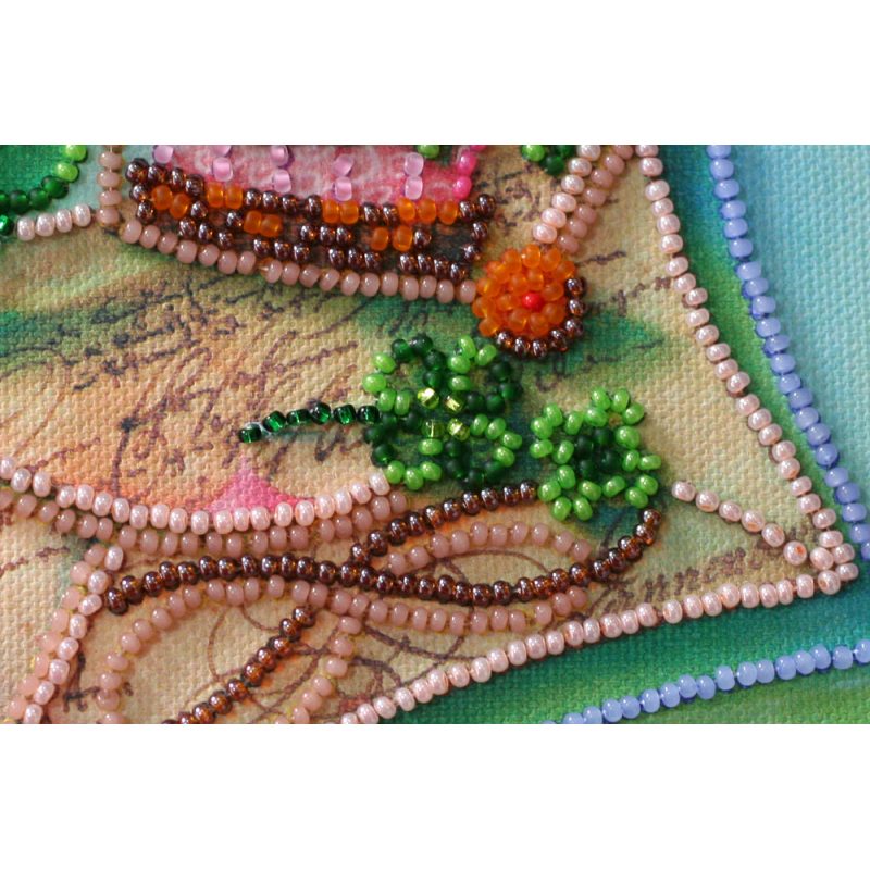 Mini Bead Embroidery Kit on Art Canvas "Letter of happiness"