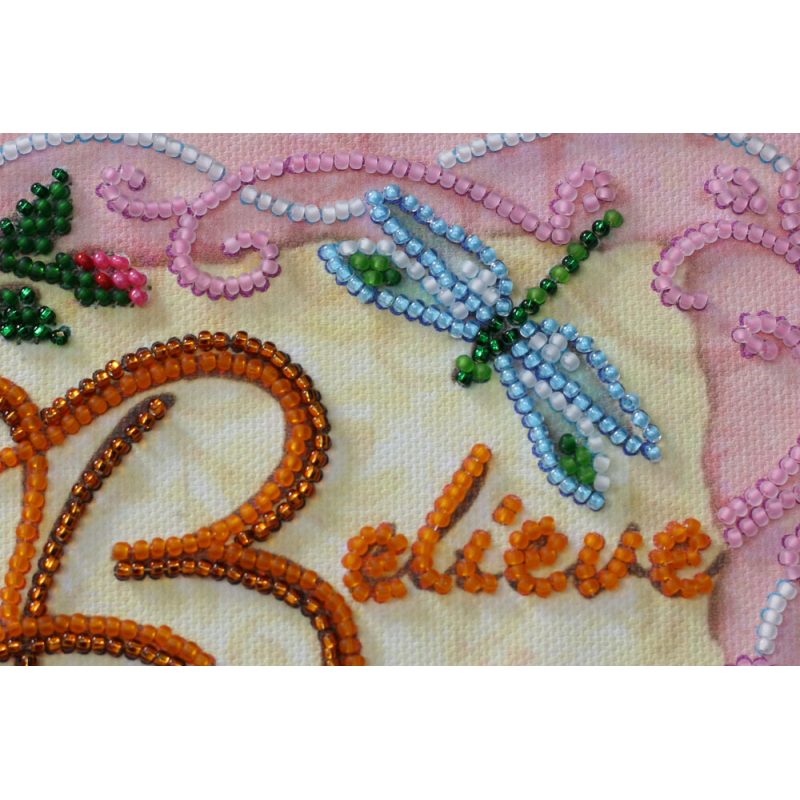 Mini Bead Embroidery Kit on Art Canvas "Believe"