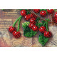 Mini Bead Embroidery Kit on Art Canvas "Cherry twig"