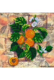 Mini Bead Embroidery Kit on Art Canvas "Apricot branch"