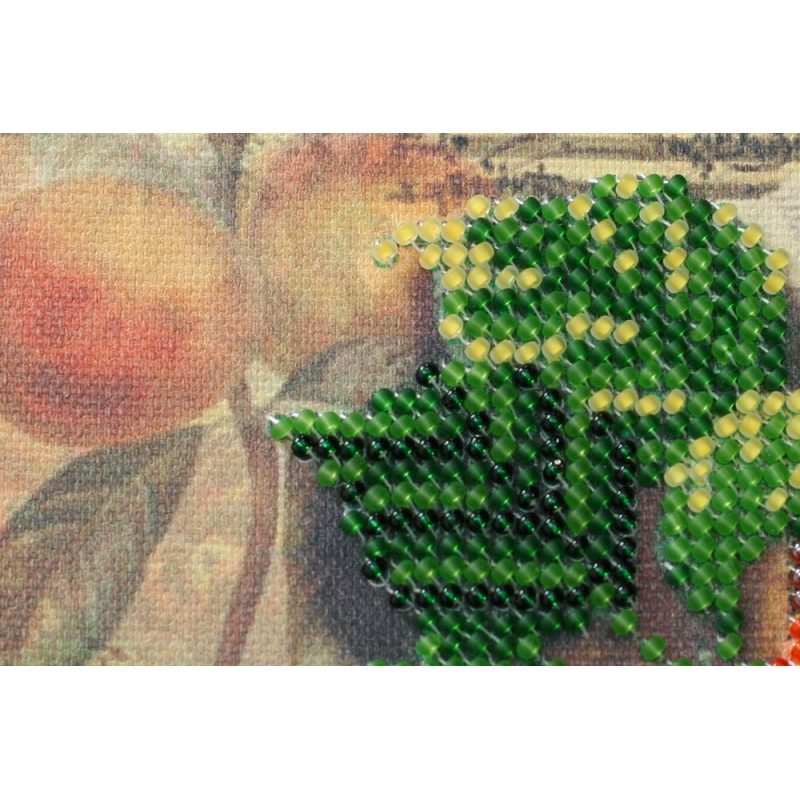Mini Bead Embroidery Kit on Art Canvas "Apricot branch"