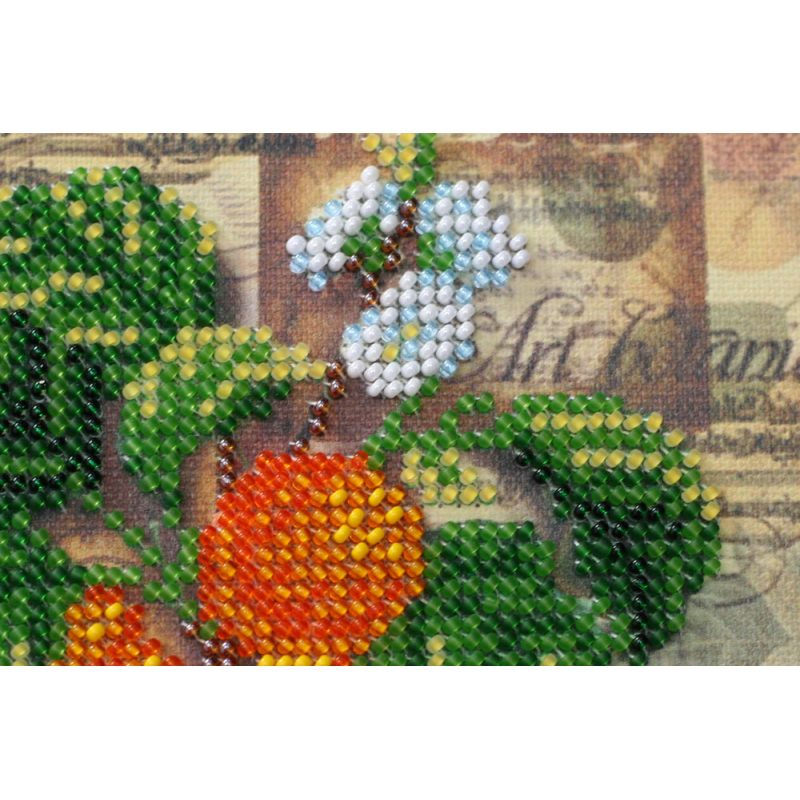 Mini Bead Embroidery Kit on Art Canvas "Apricot branch"