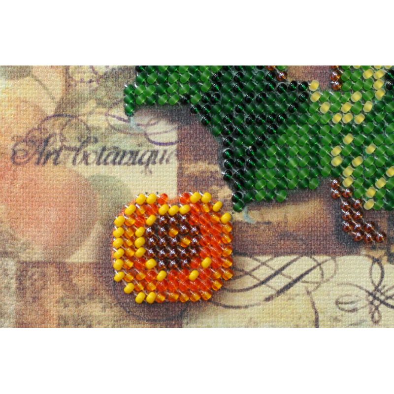 Mini Bead Embroidery Kit on Art Canvas "Apricot branch"