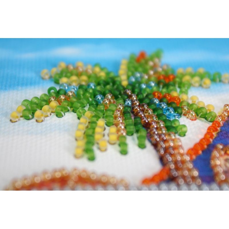 Mini Bead Embroidery Kit on Art Canvas "Surfing"