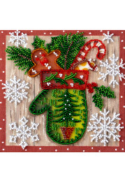 Mini Bead Embroidery Kit on Art Canvas "Children's holiday"
