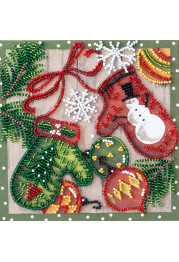 Mini Bead Embroidery Kit on Art Canvas "Holiday trivia"