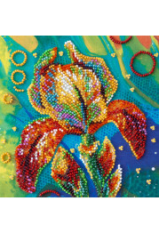Mini Bead Embroidery Kit on Art Canvas "Multicolored iris"