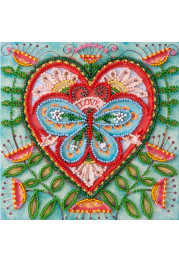 Mini Bead Embroidery Kit on Art Canvas "Summer heart"