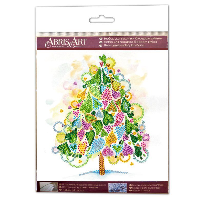 Mini Bead Embroidery Kit on Art Canvas "The heart of the holiday"