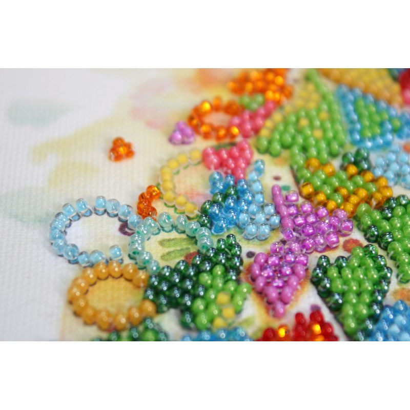 Mini Bead Embroidery Kit on Art Canvas "The heart of the holiday"