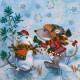 Mini Bead Embroidery Kit on Art Canvas "Snow friend"