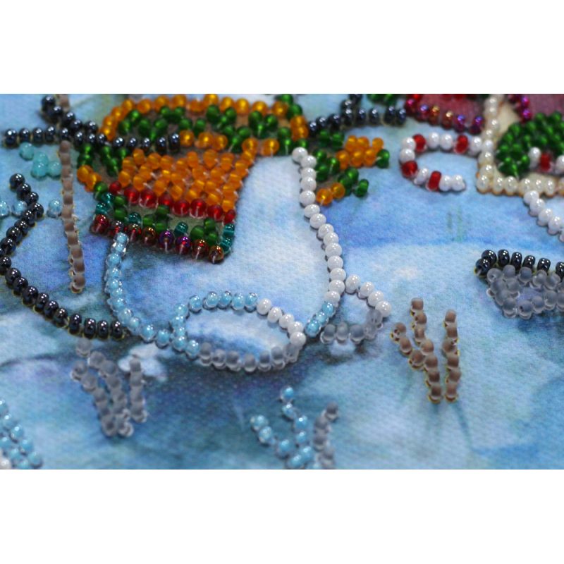 Mini Bead Embroidery Kit on Art Canvas "Snow friend"