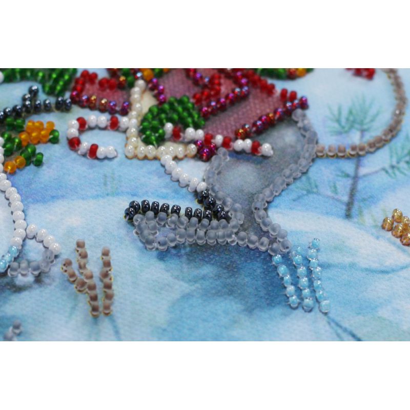 Mini Bead Embroidery Kit on Art Canvas "Snow friend"