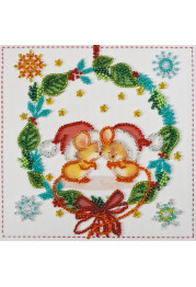 Mini Bead Embroidery Kit on Art Canvas "Kisses"