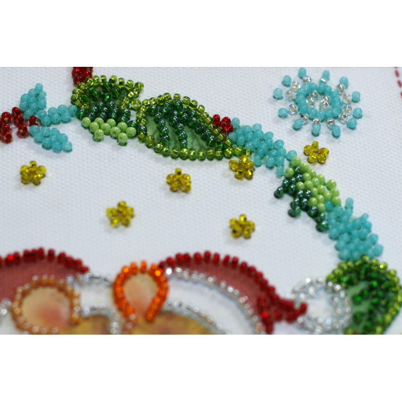 Mini Bead Embroidery Kit on Art Canvas "Kisses"