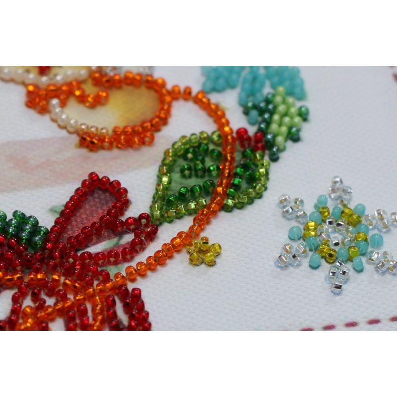 Mini Bead Embroidery Kit on Art Canvas "Kisses"