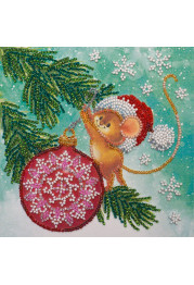 Mini Bead Embroidery Kit on Art Canvas "Decorating christmas tree"