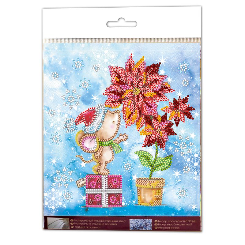 Mini Bead Embroidery Kit on Art Canvas "Winter miracle"