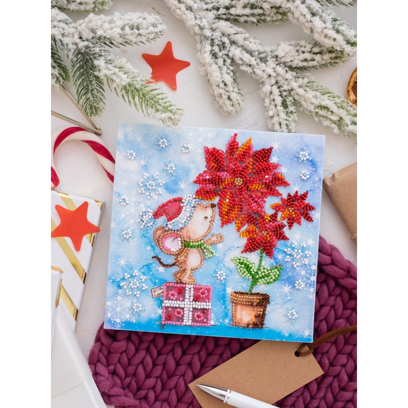 Mini Bead Embroidery Kit on Art Canvas "Winter miracle"