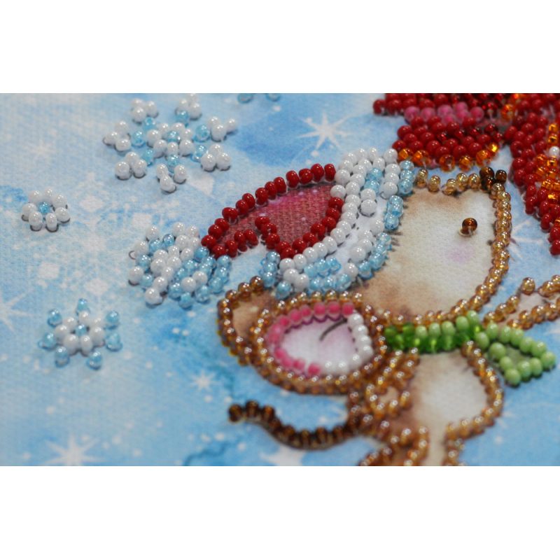 Mini Bead Embroidery Kit on Art Canvas "Winter miracle"