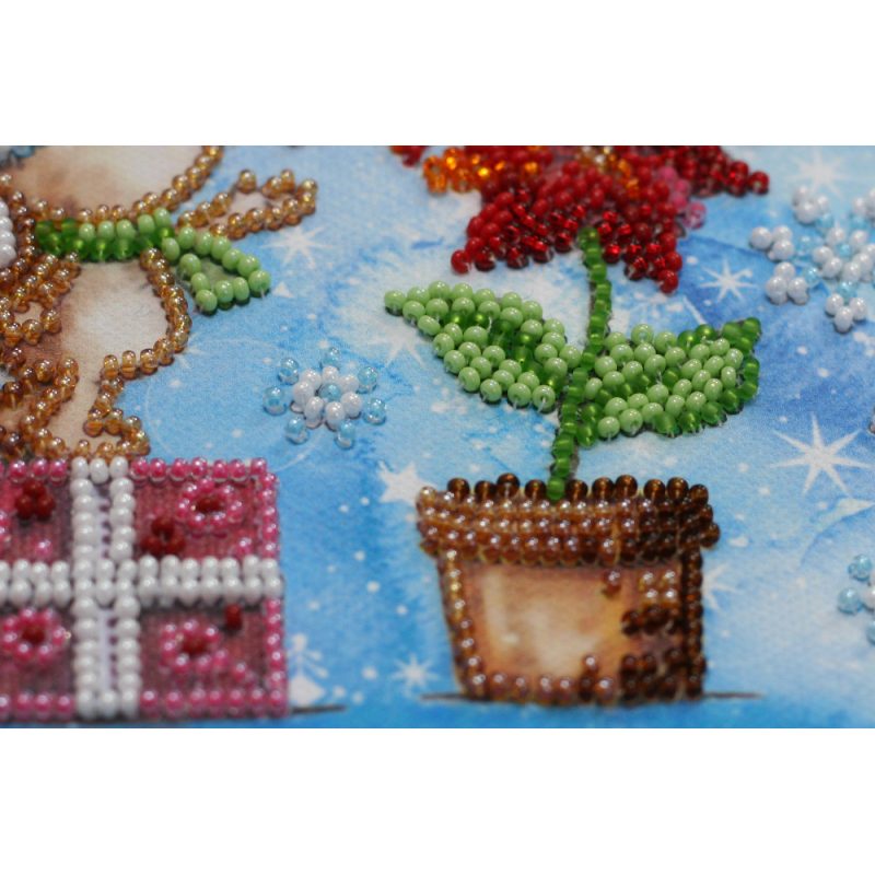 Mini Bead Embroidery Kit on Art Canvas "Winter miracle"