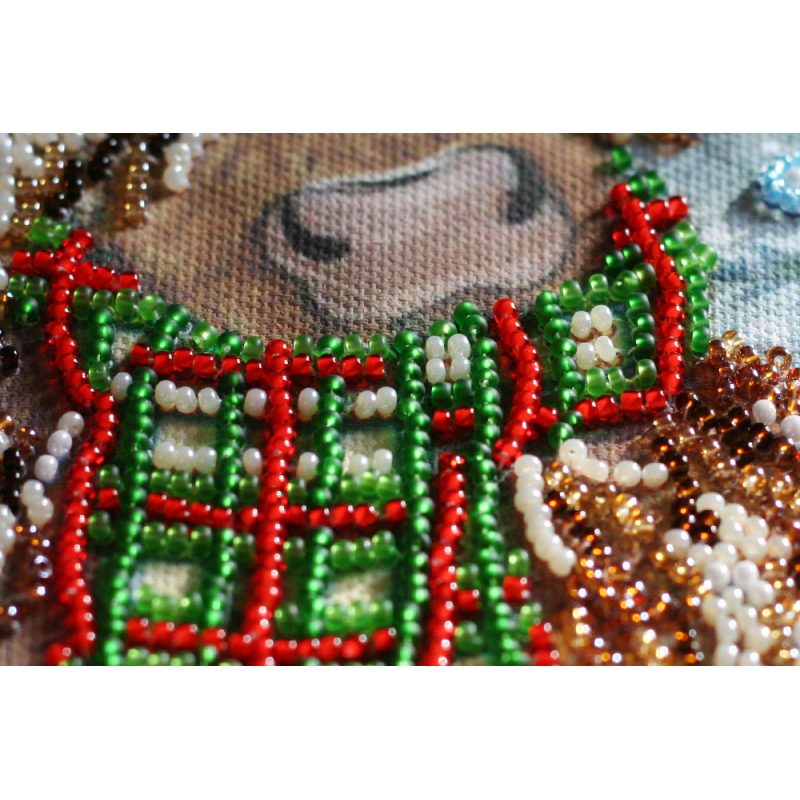 Mini Bead Embroidery Kit on Art Canvas "Christmas goby"