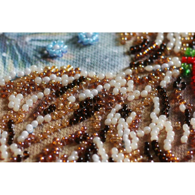 Mini Bead Embroidery Kit on Art Canvas "Christmas goby"
