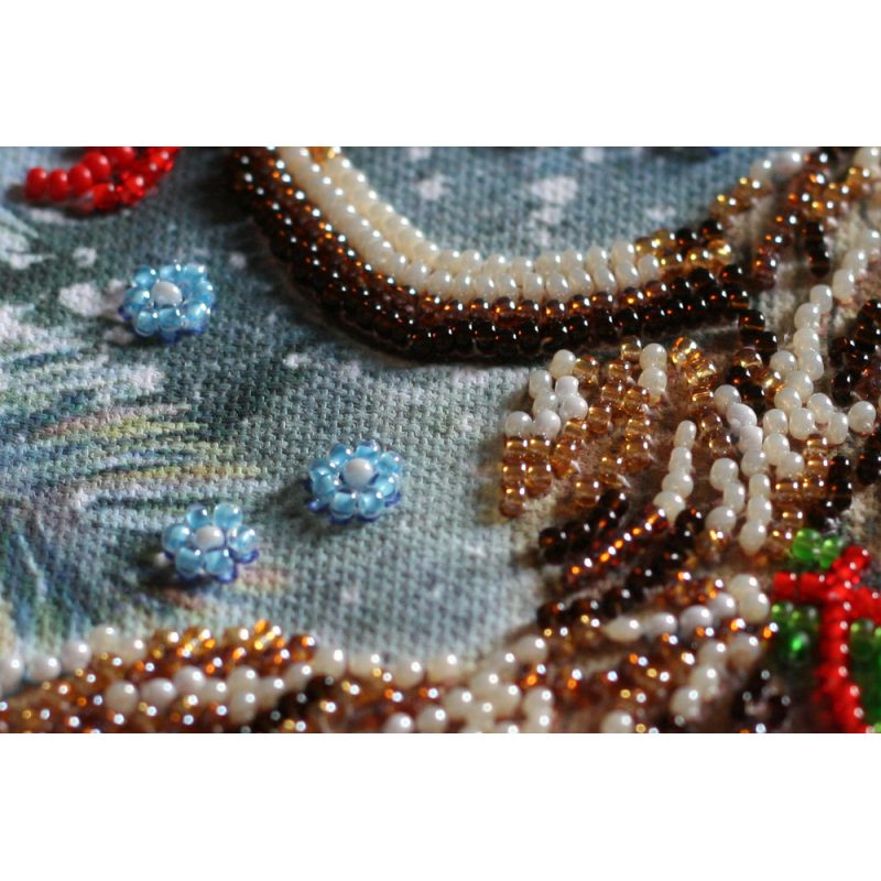 Mini Bead Embroidery Kit on Art Canvas "Christmas goby"
