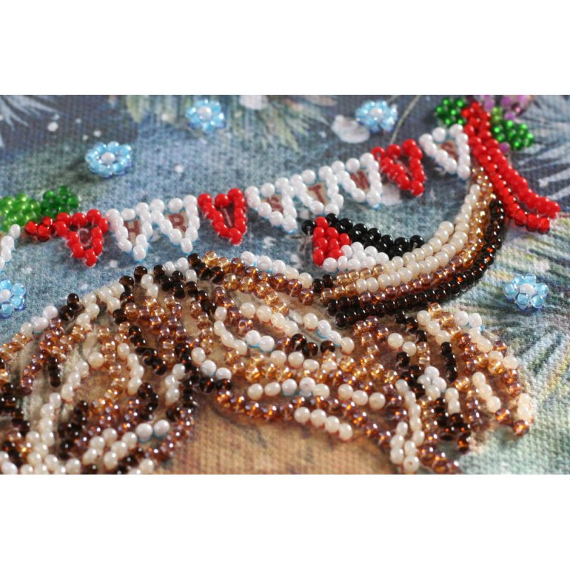 Mini Bead Embroidery Kit on Art Canvas "Christmas goby"