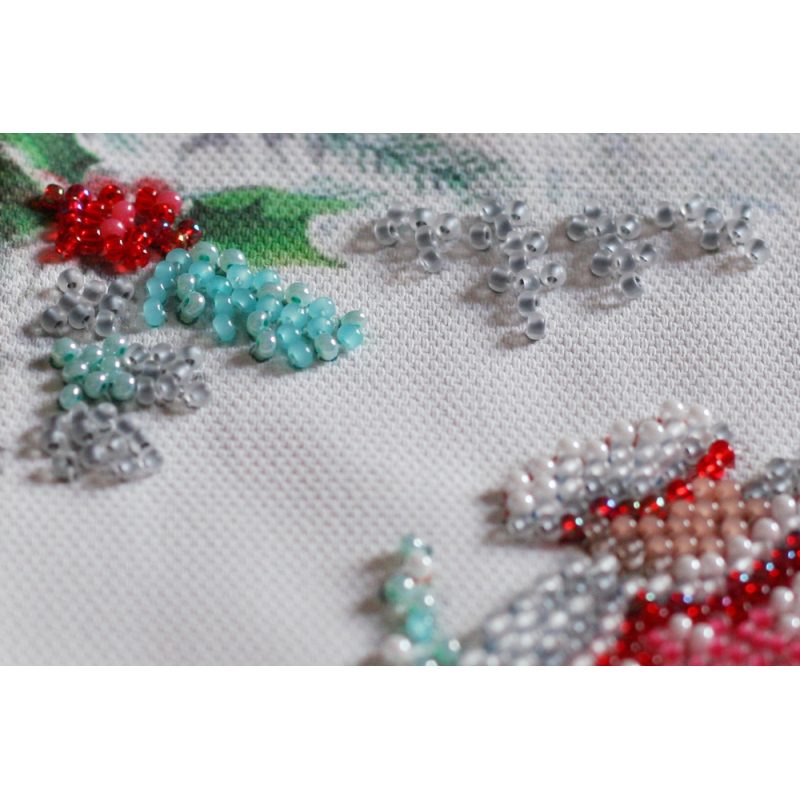 Mini Bead Embroidery Kit on Art Canvas "Winter magic"