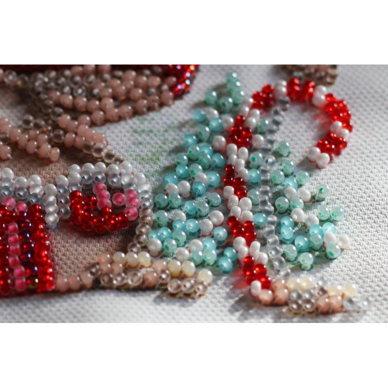 Mini Bead Embroidery Kit on Art Canvas "Winter magic"