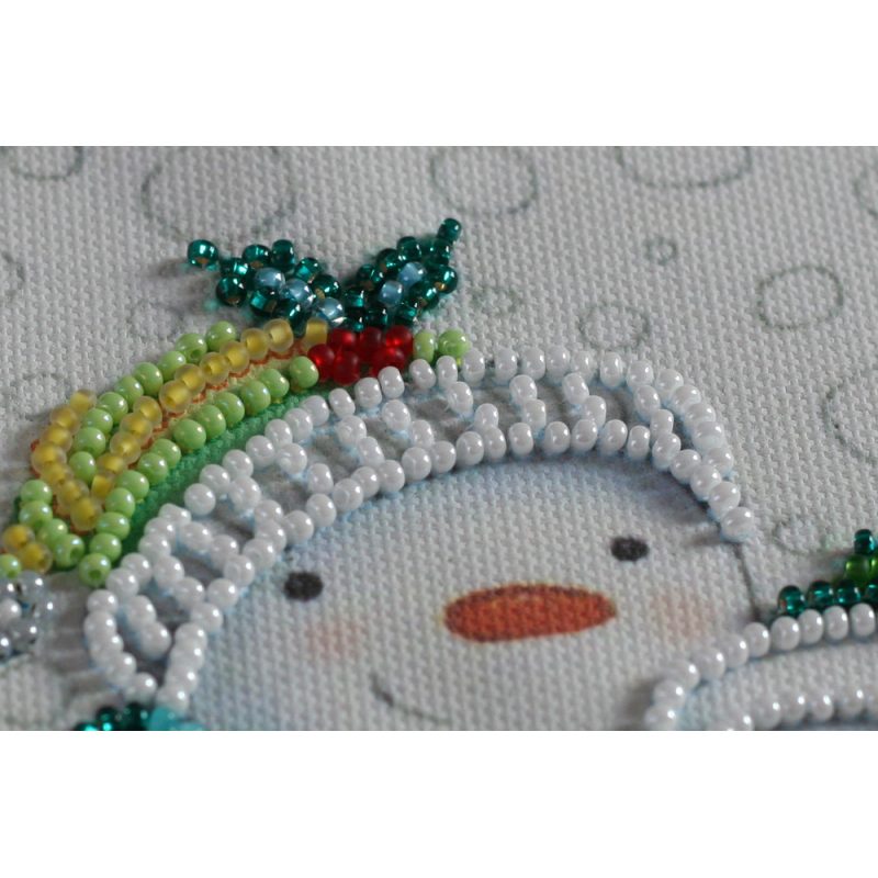 Mini Bead Embroidery Kit on Art Canvas "Snow friends"