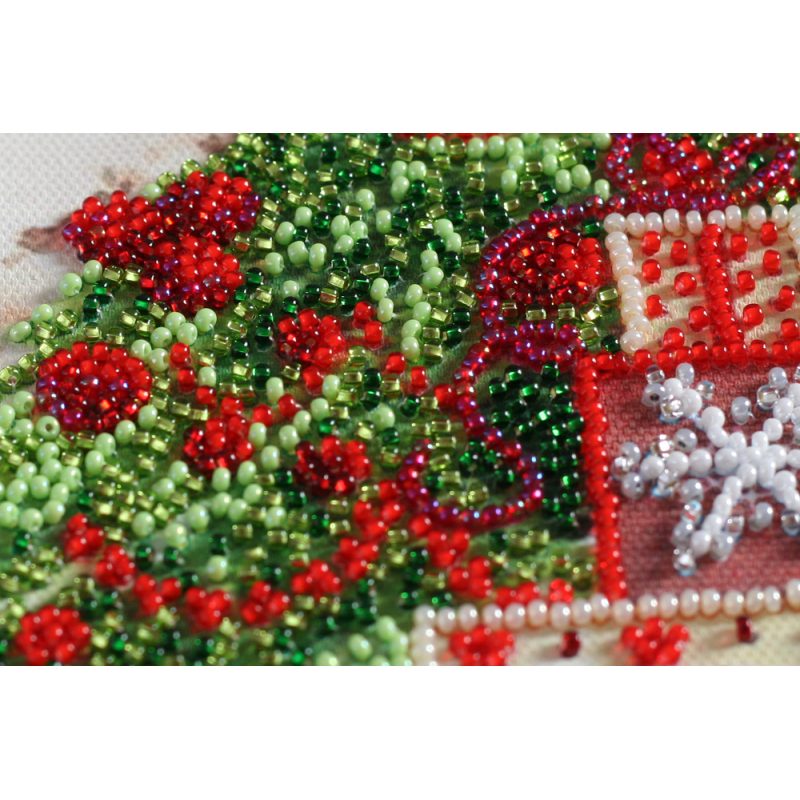 Mini Bead Embroidery Kit on Art Canvas "Under the Christmas tree"