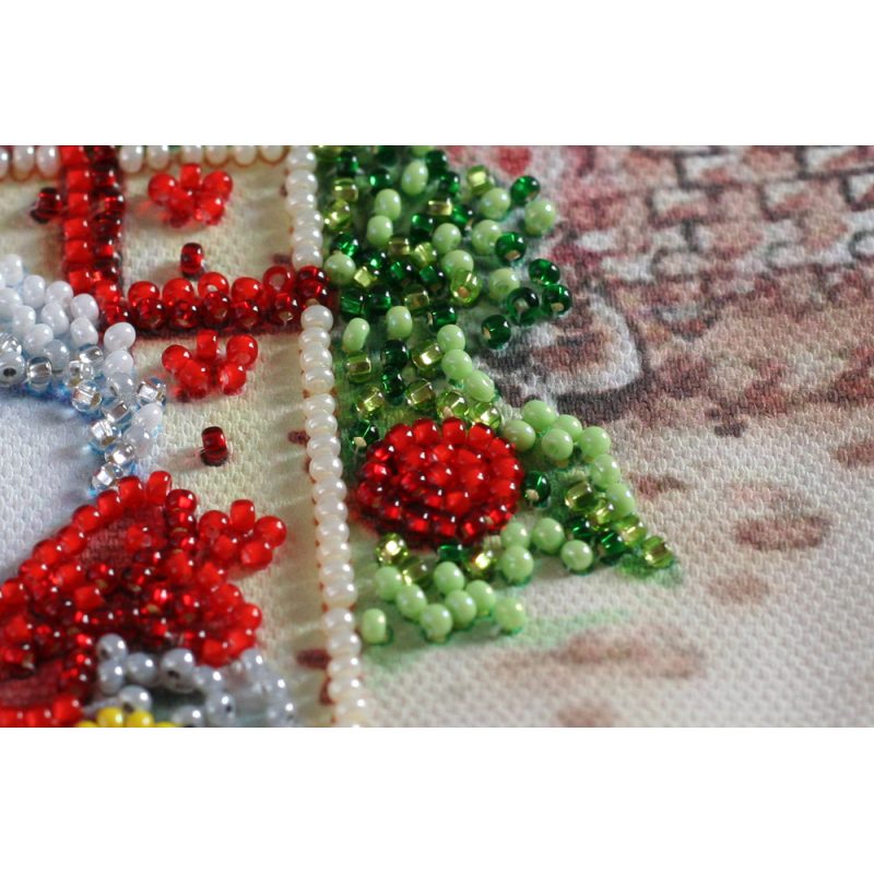 Mini Bead Embroidery Kit on Art Canvas "Under the Christmas tree"