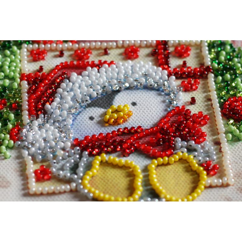 Mini Bead Embroidery Kit on Art Canvas "Under the Christmas tree"