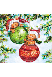Mini Bead Embroidery Kit on Art Canvas "Cute fun"