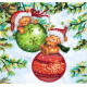 Mini Bead Embroidery Kit on Art Canvas "Cute fun"