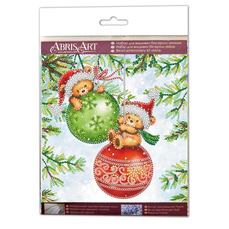 Mini Bead Embroidery Kit on Art Canvas "Cute fun"