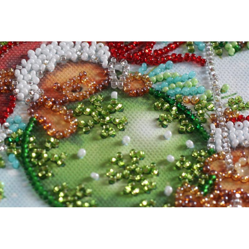 Mini Bead Embroidery Kit on Art Canvas "Cute fun"