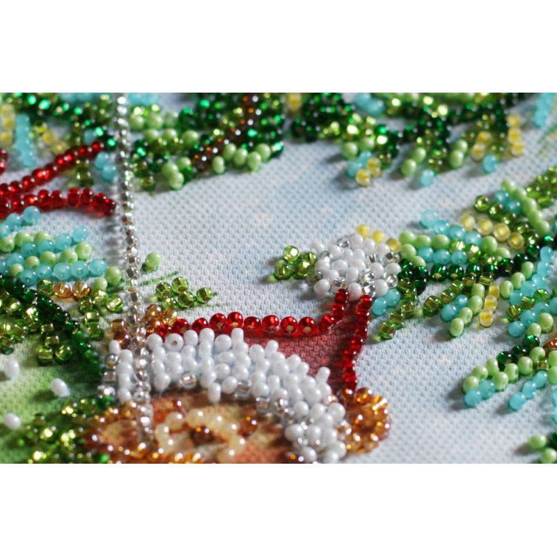 Mini Bead Embroidery Kit on Art Canvas "Cute fun"