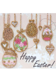 Mini Bead Embroidery Kit on Art Canvas "Happy Easter"