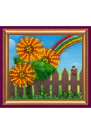 Bead Embroidery Magnet Kit "Sunflowers and Rainbow"