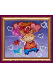 Bead Embroidery Magnet Kit "Enamored rabbit"